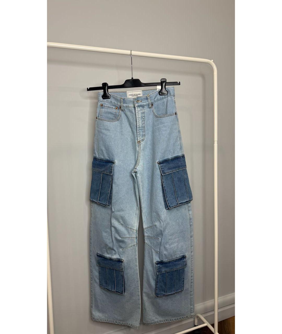 FORTE COUTURE Голубые хлопко-эластановые джинсы клеш, фото 8