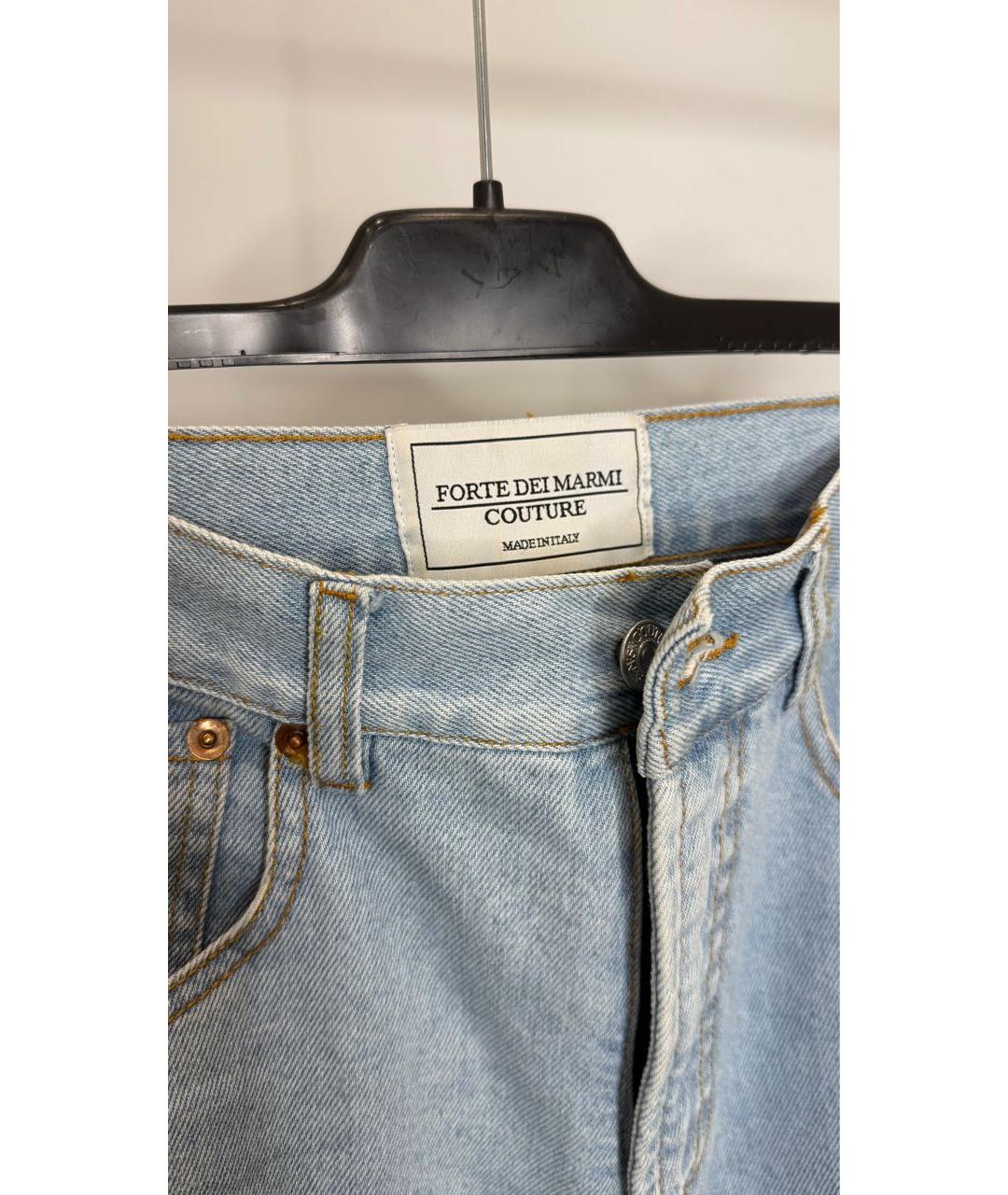 FORTE COUTURE Голубые хлопко-эластановые джинсы клеш, фото 3