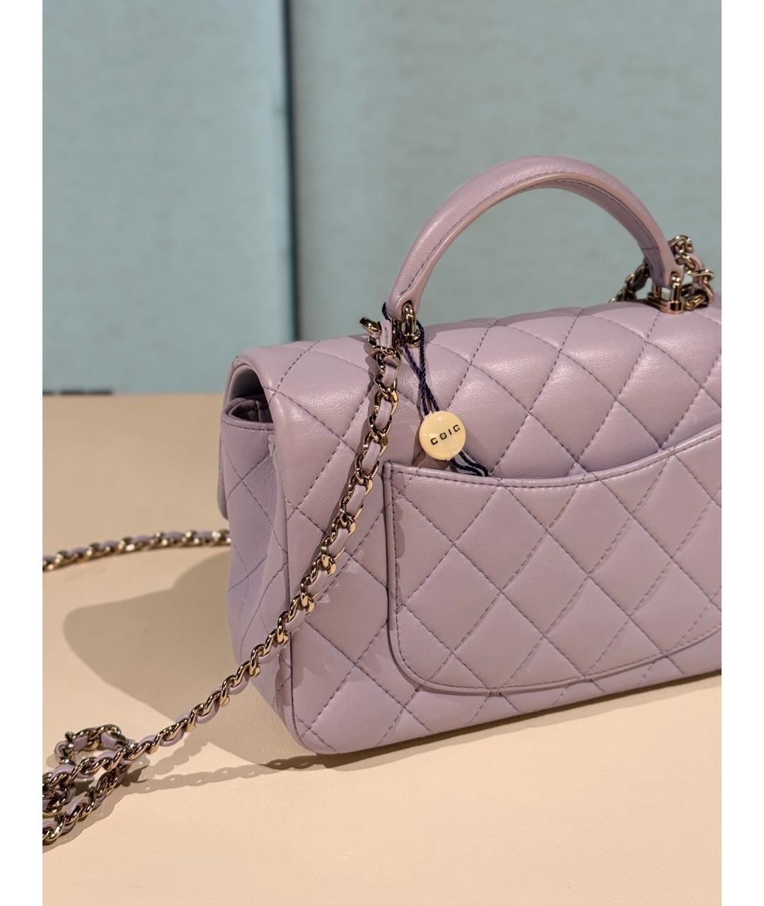 CHANEL Фиолетовая кожаная сумка через плечо, фото 7