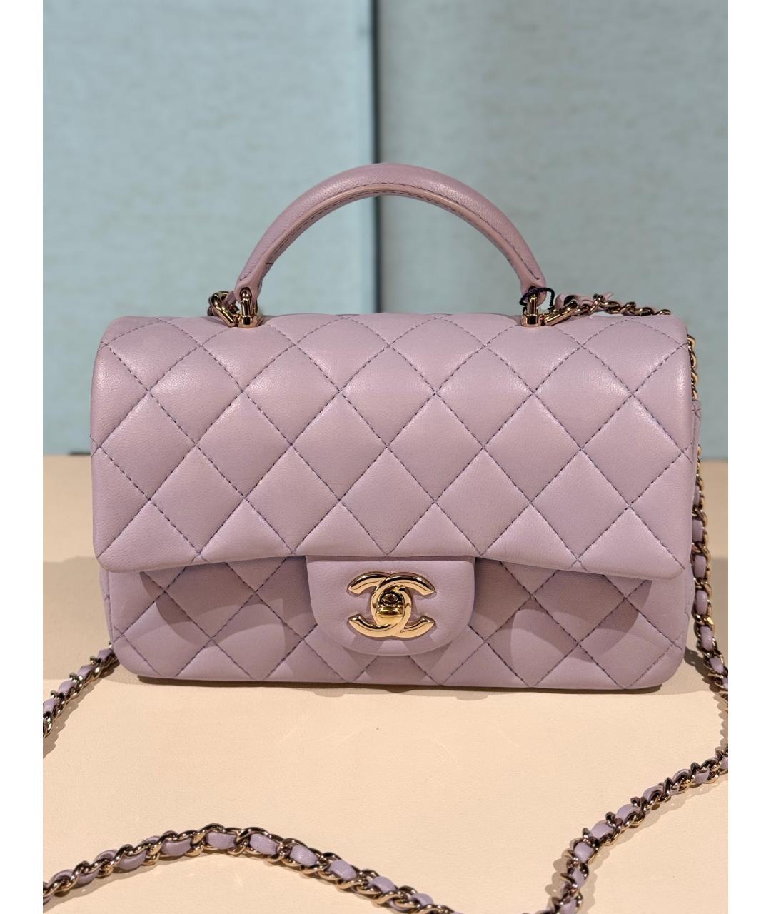 CHANEL Фиолетовая кожаная сумка через плечо, фото 9