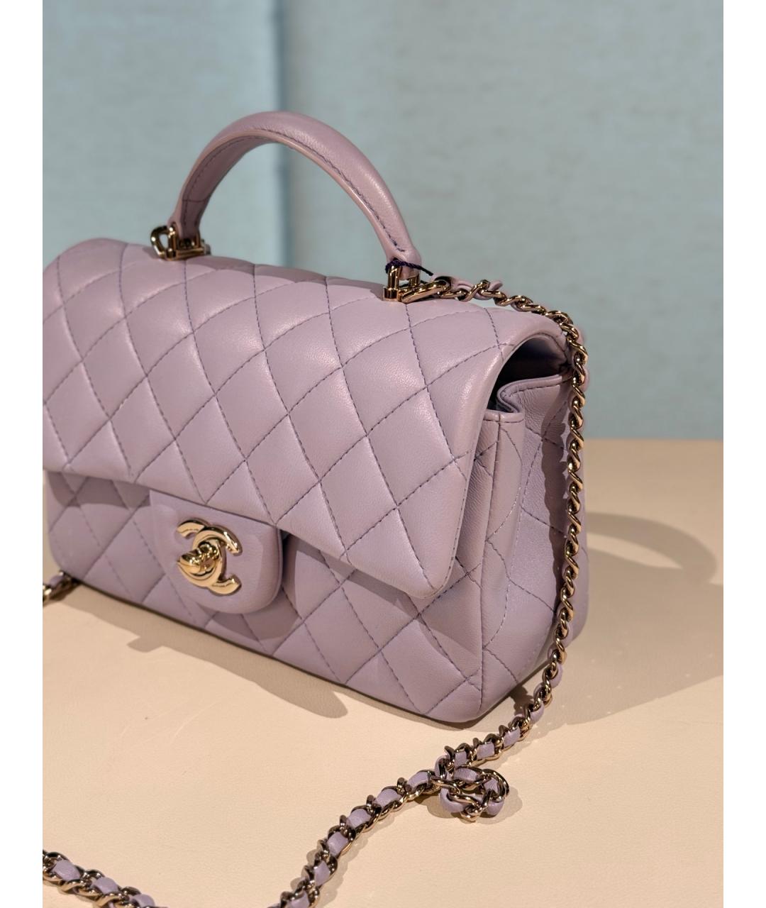 CHANEL Фиолетовая кожаная сумка через плечо, фото 3