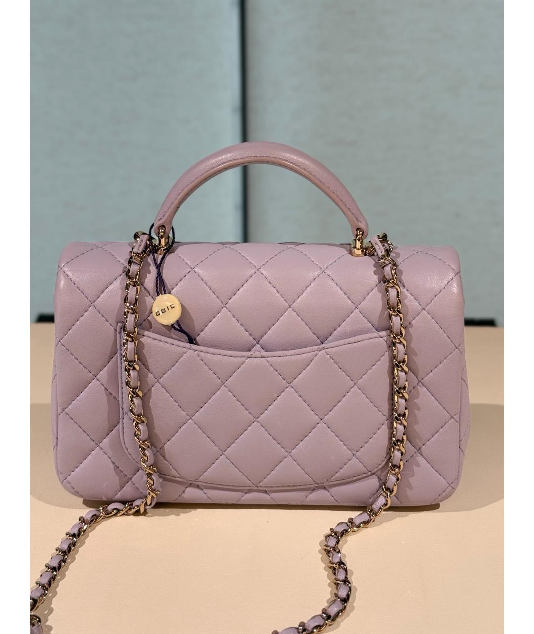 CHANEL Фиолетовая кожаная сумка через плечо, фото 5