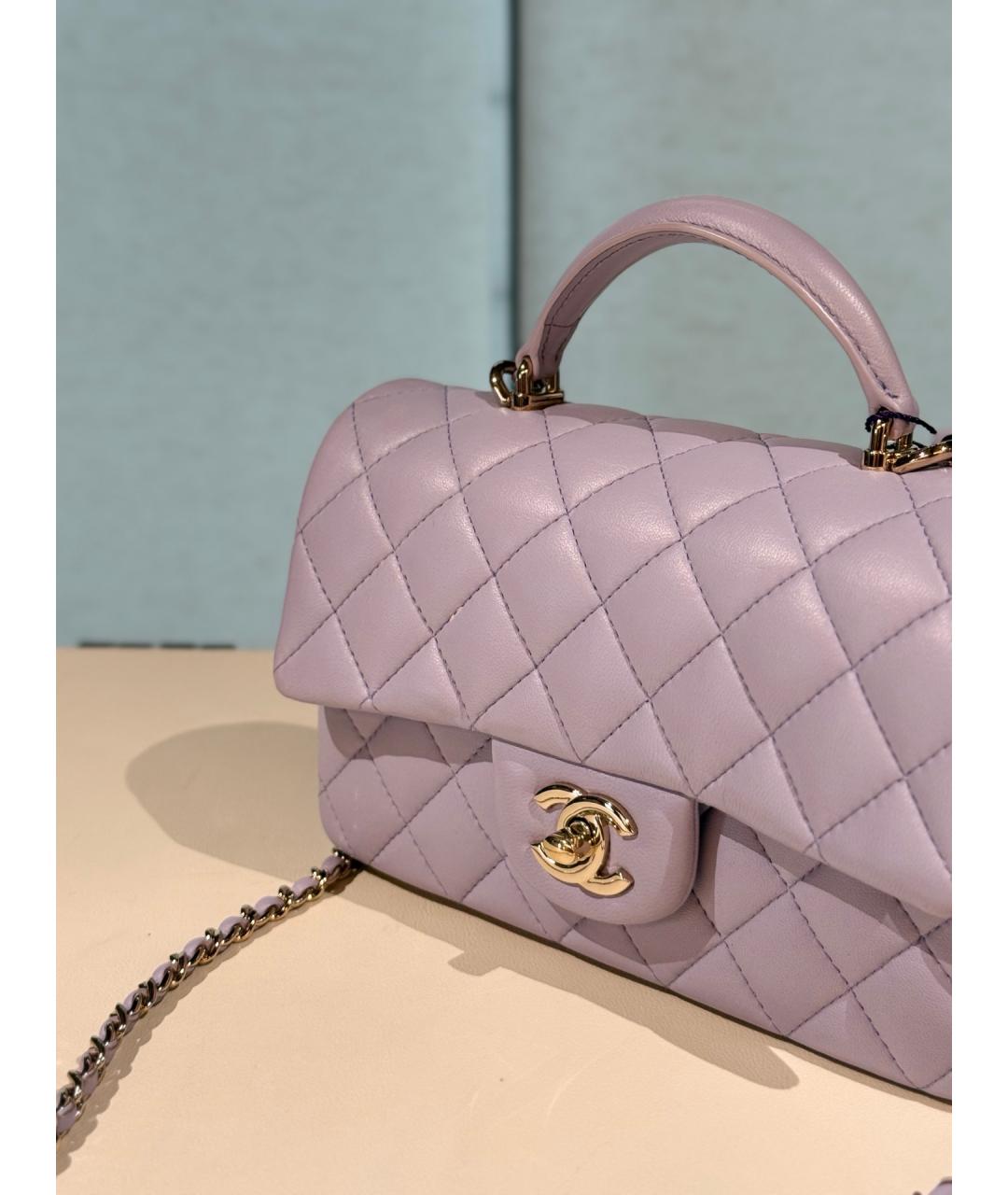 CHANEL Фиолетовая кожаная сумка через плечо, фото 4