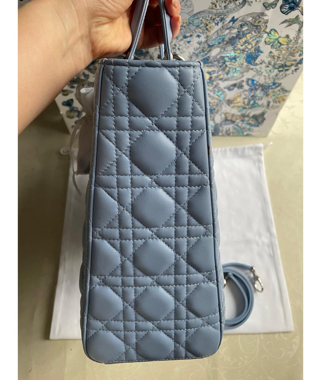 CHRISTIAN DIOR Синяя кожаная сумка тоут, фото 4