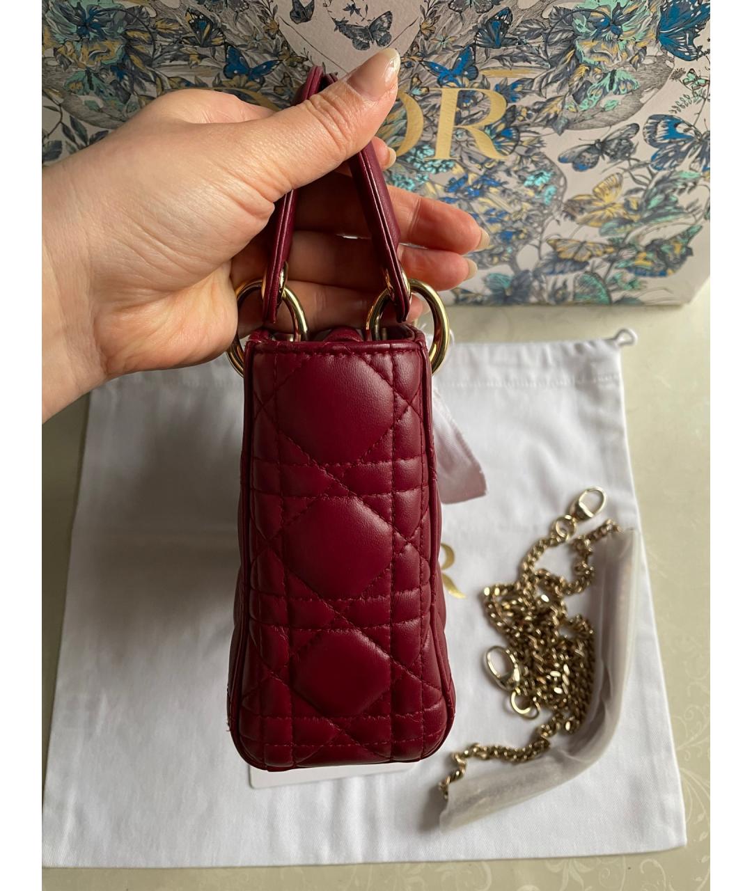 CHRISTIAN DIOR Красная кожаная сумка с короткими ручками, фото 5