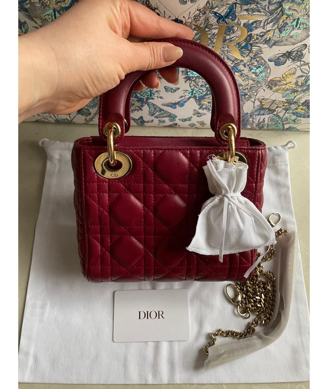 CHRISTIAN DIOR Красная кожаная сумка с короткими ручками, фото 7