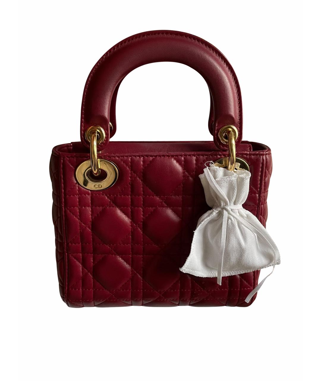 CHRISTIAN DIOR Красная кожаная сумка с короткими ручками, фото 1