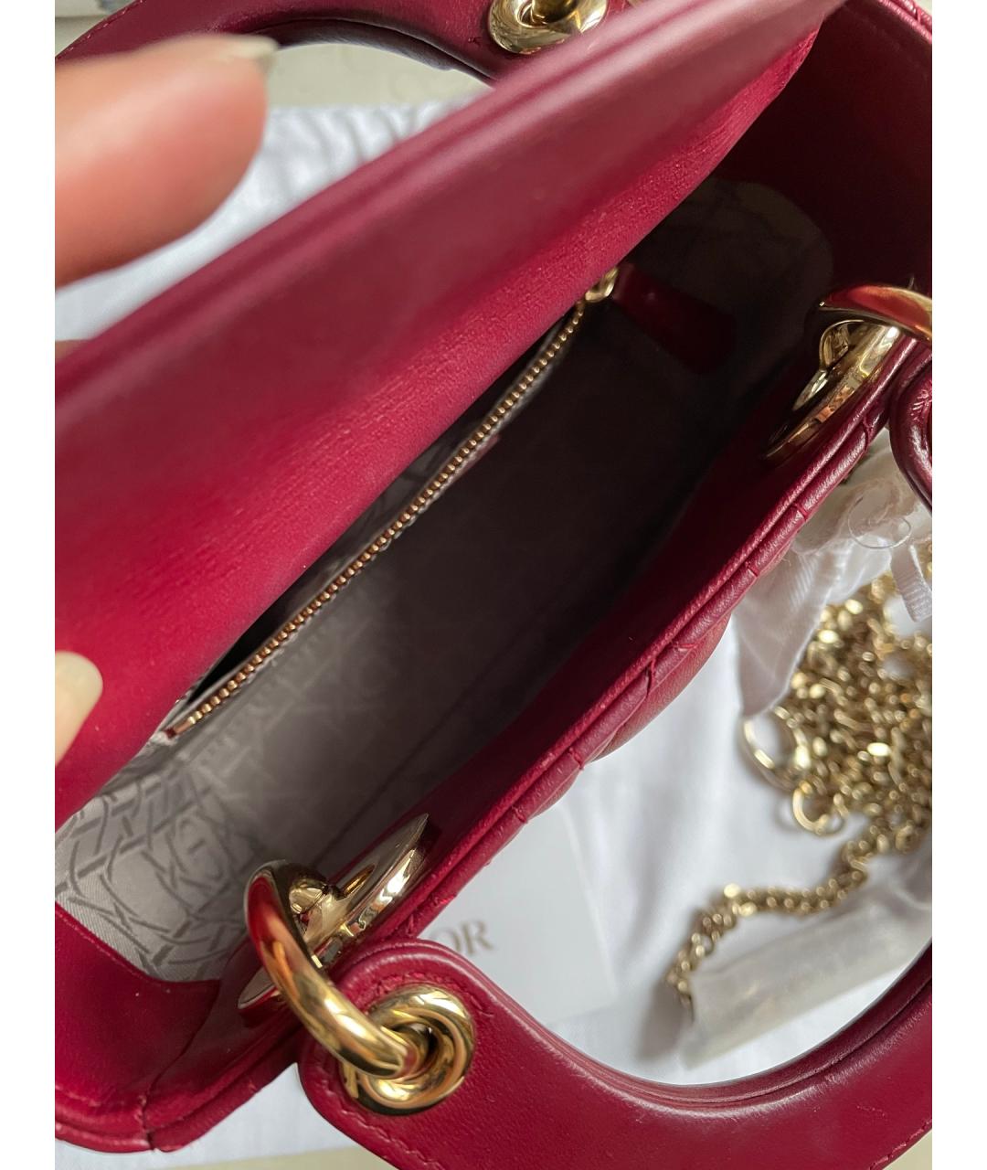 CHRISTIAN DIOR Красная кожаная сумка с короткими ручками, фото 6