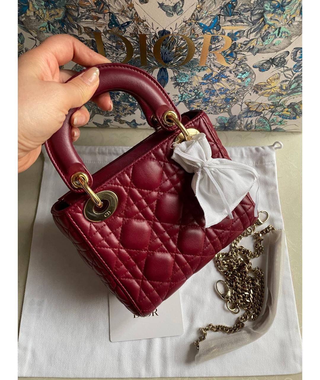 CHRISTIAN DIOR Красная кожаная сумка с короткими ручками, фото 2