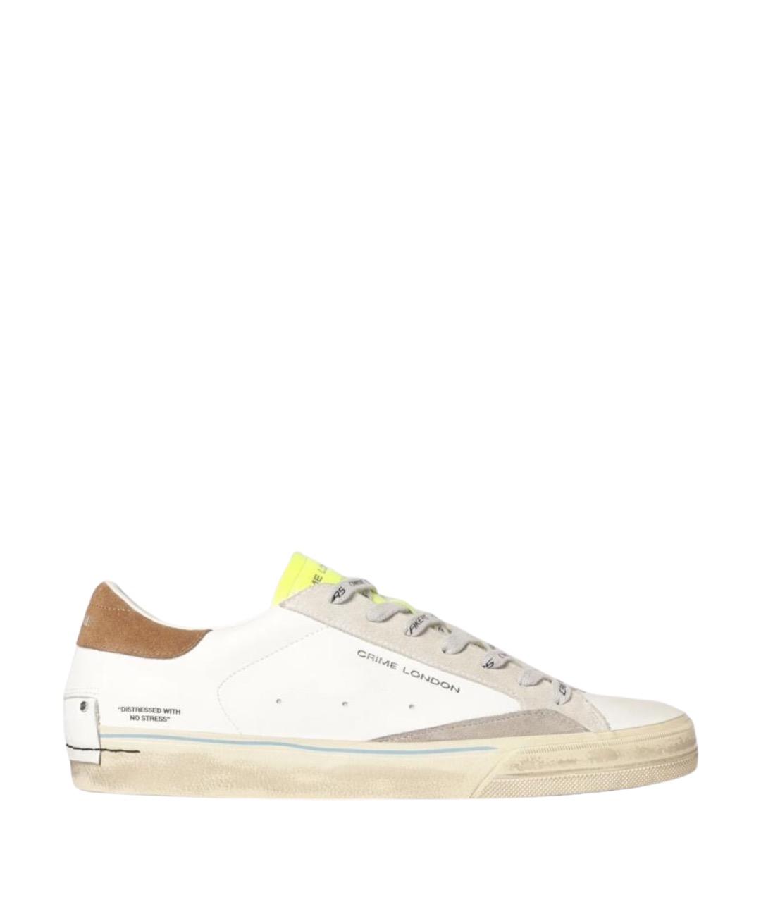 CRIME LONDON Белые кожаные низкие кроссовки / кеды, фото 1