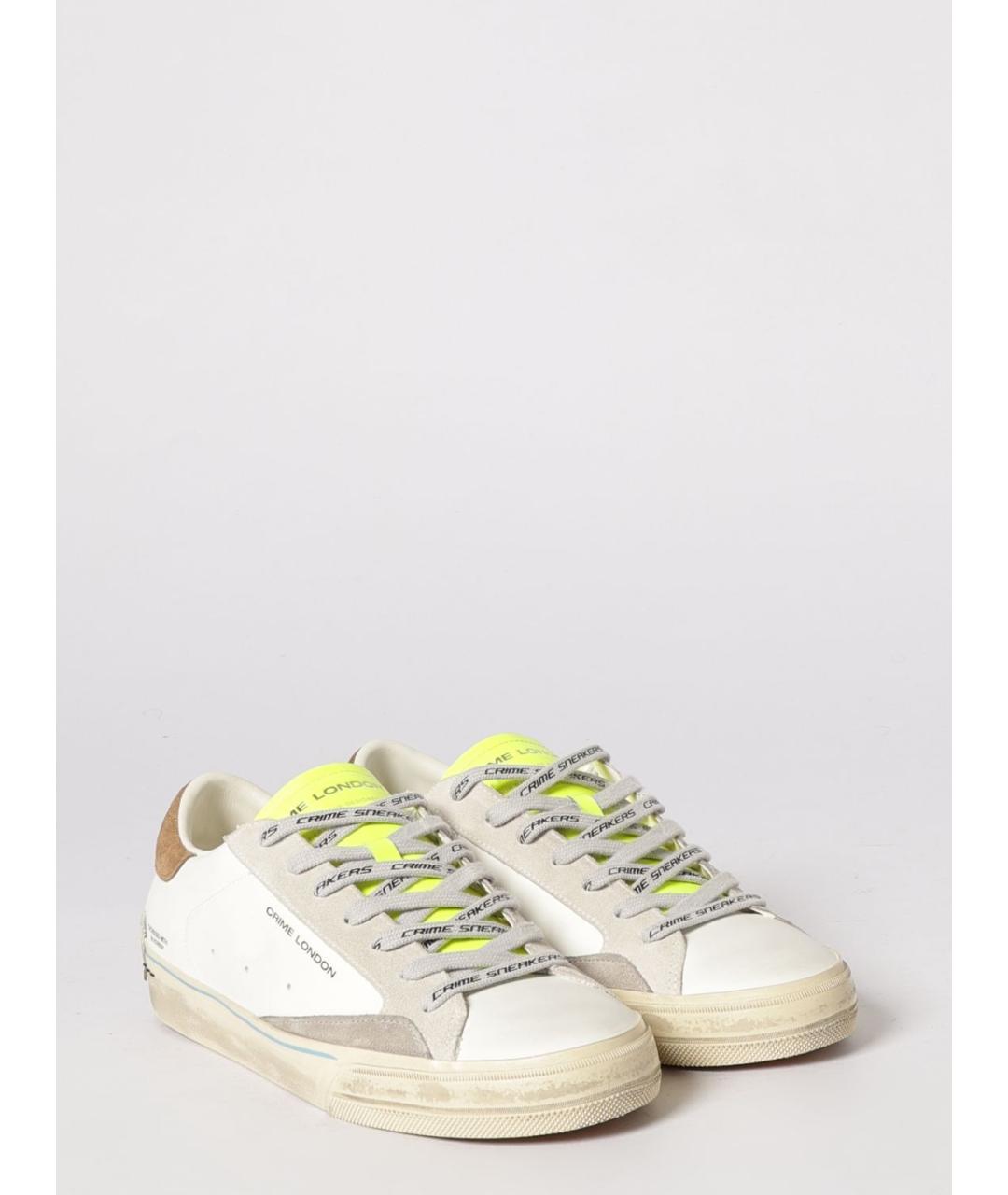 CRIME LONDON Белые кожаные низкие кроссовки / кеды, фото 2