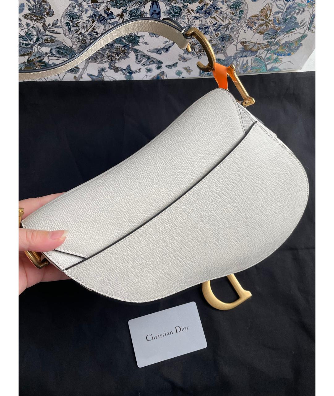 CHRISTIAN DIOR Белая кожаная сумка с короткими ручками, фото 3