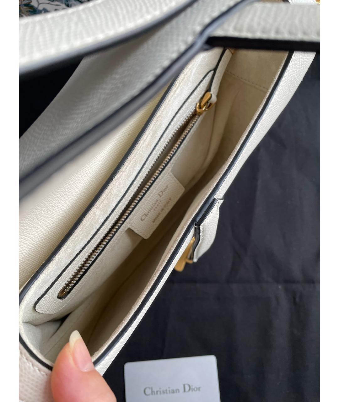 CHRISTIAN DIOR Белая кожаная сумка с короткими ручками, фото 6