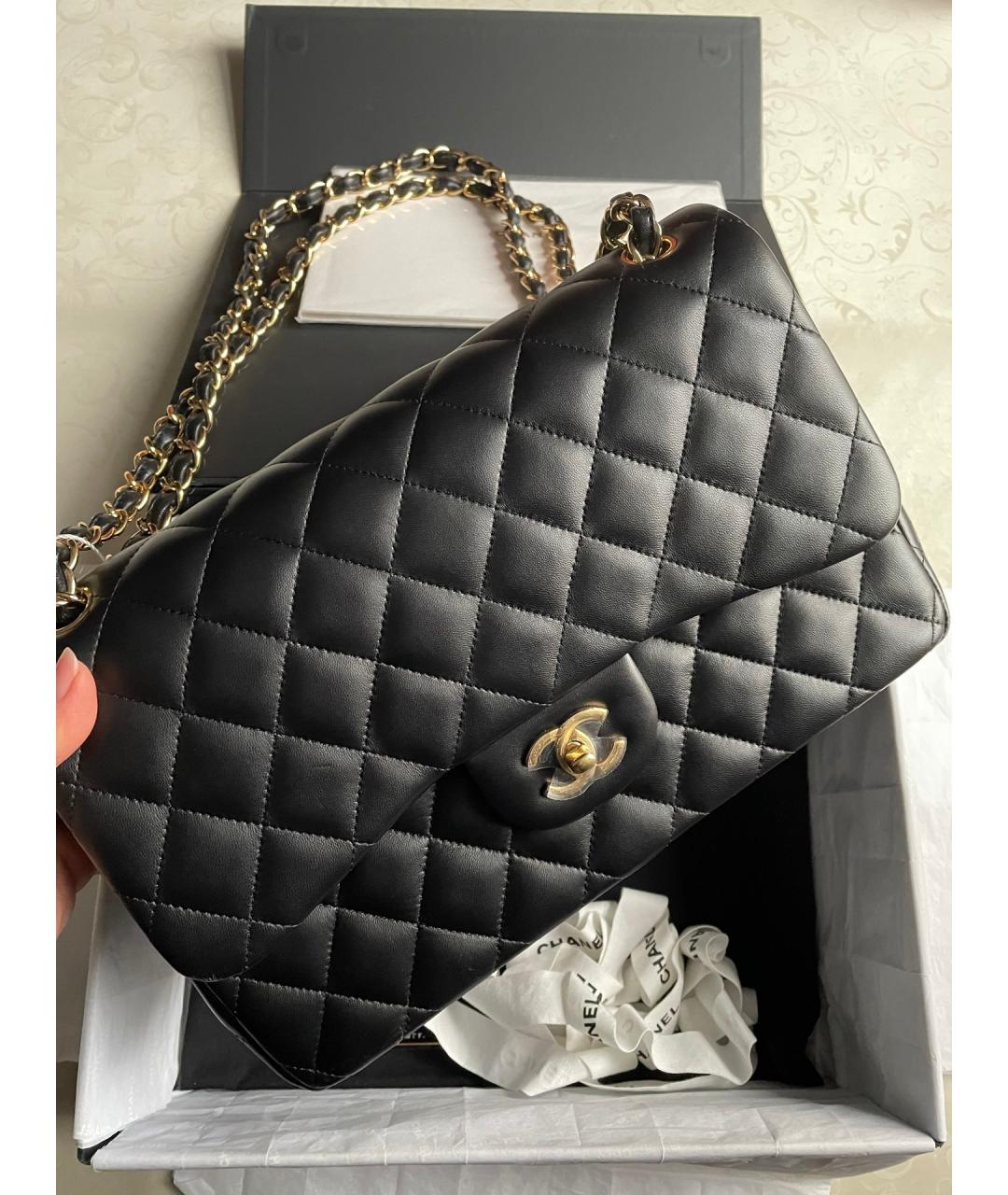 CHANEL Черная кожаная сумка через плечо, фото 7