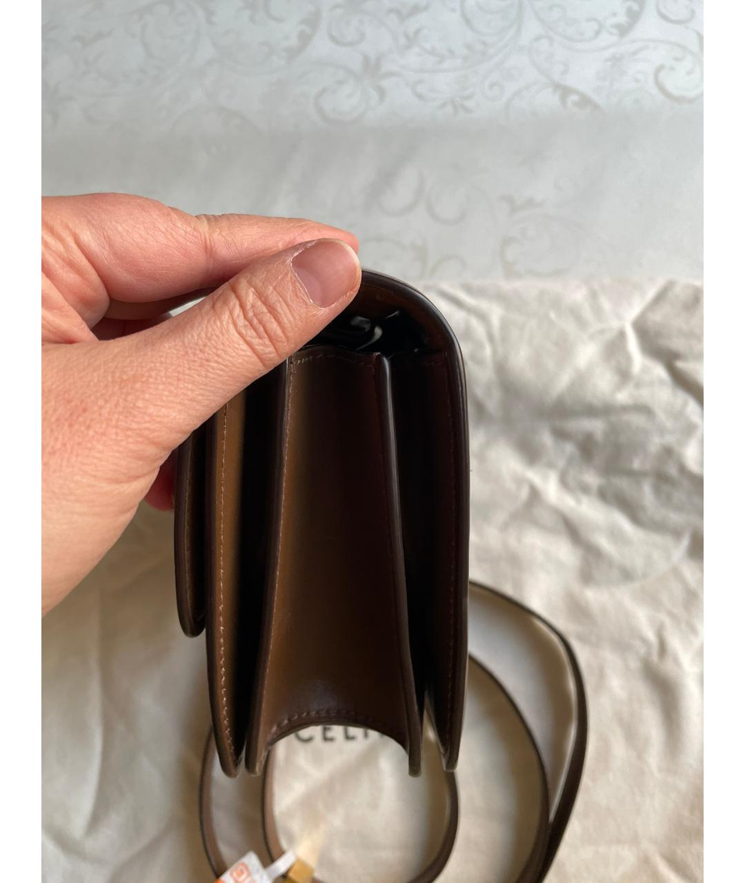 CELINE Коричневая кожаная сумка через плечо, фото 4