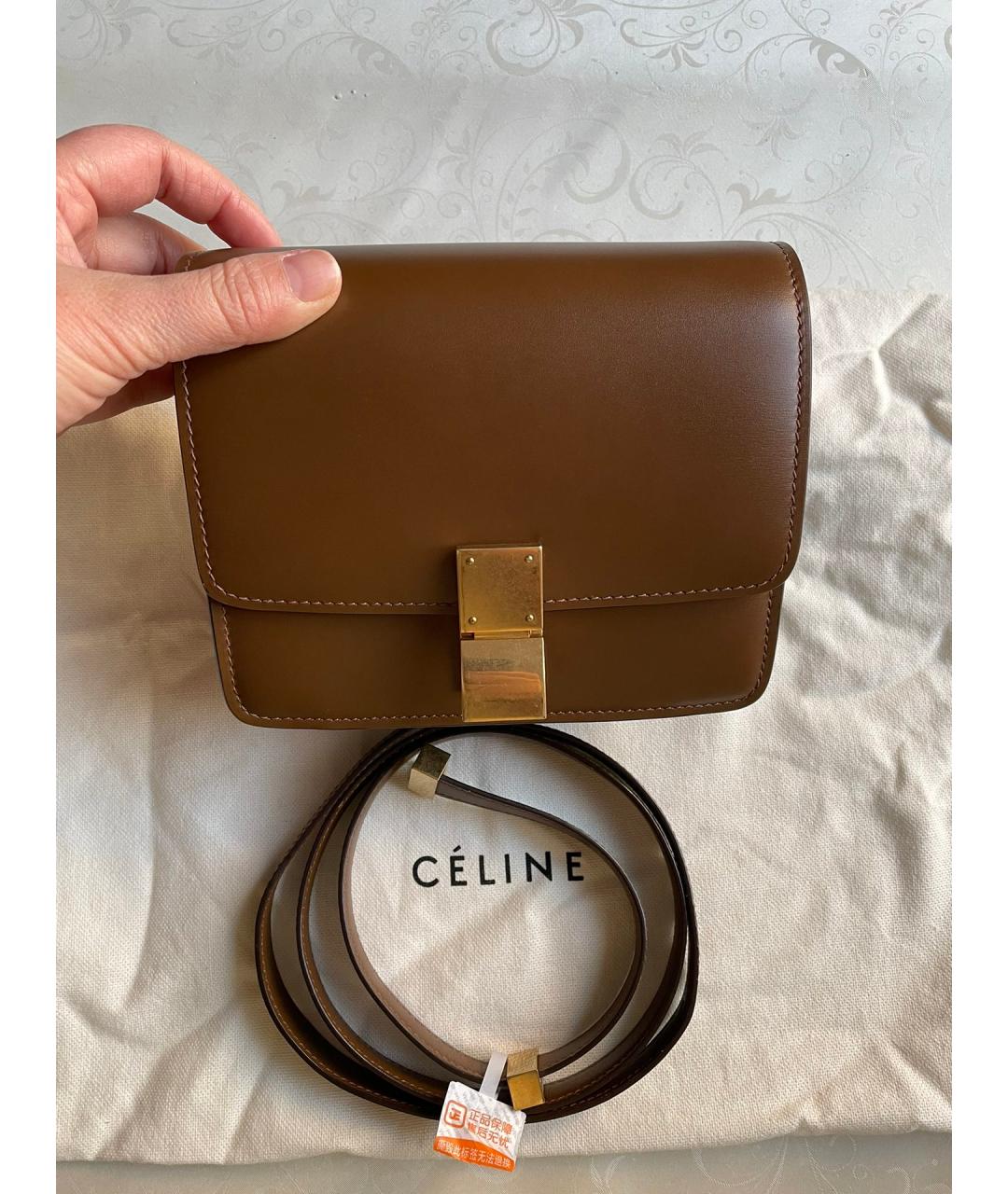 CELINE Коричневая кожаная сумка через плечо, фото 7