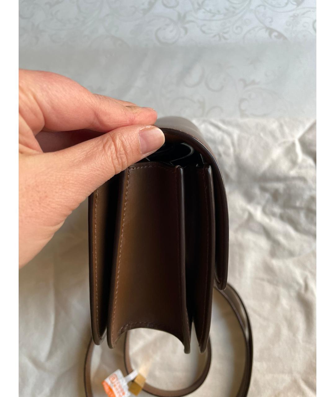 CELINE Коричневая кожаная сумка через плечо, фото 5