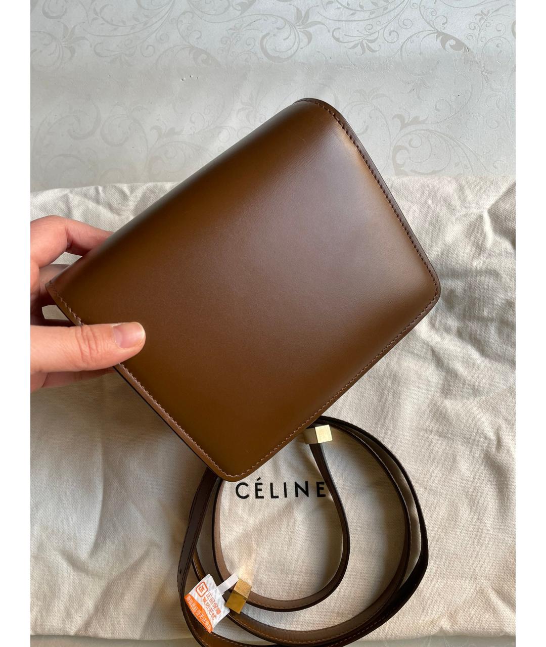 CELINE Коричневая кожаная сумка через плечо, фото 3