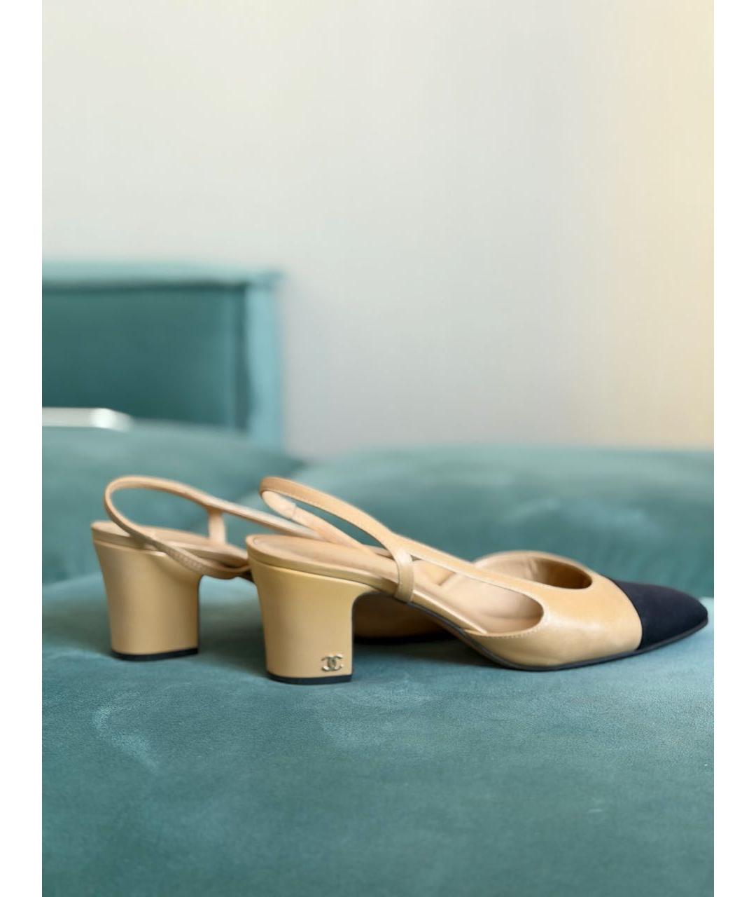CHANEL Бежевые кожаные туфли, фото 5