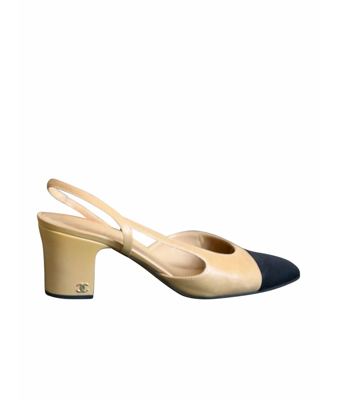 CHANEL Бежевые кожаные туфли, фото 1