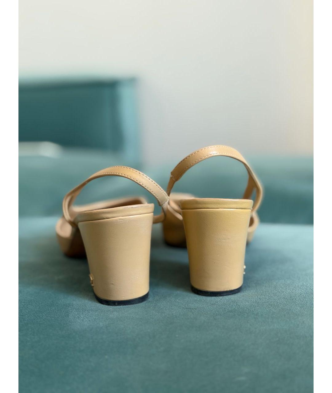 CHANEL Бежевые кожаные туфли, фото 4