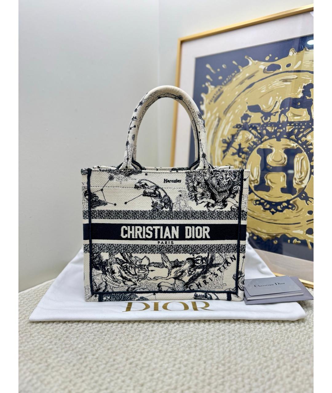 CHRISTIAN DIOR Белая деним сумка тоут, фото 8