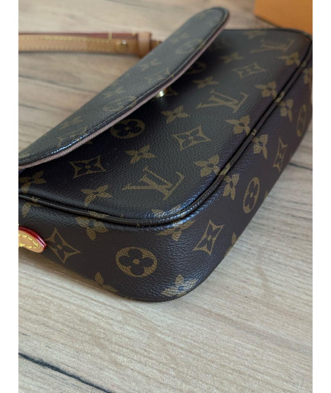 LOUIS VUITTON Коричневая кожаная сумка с короткими ручками, фото 5