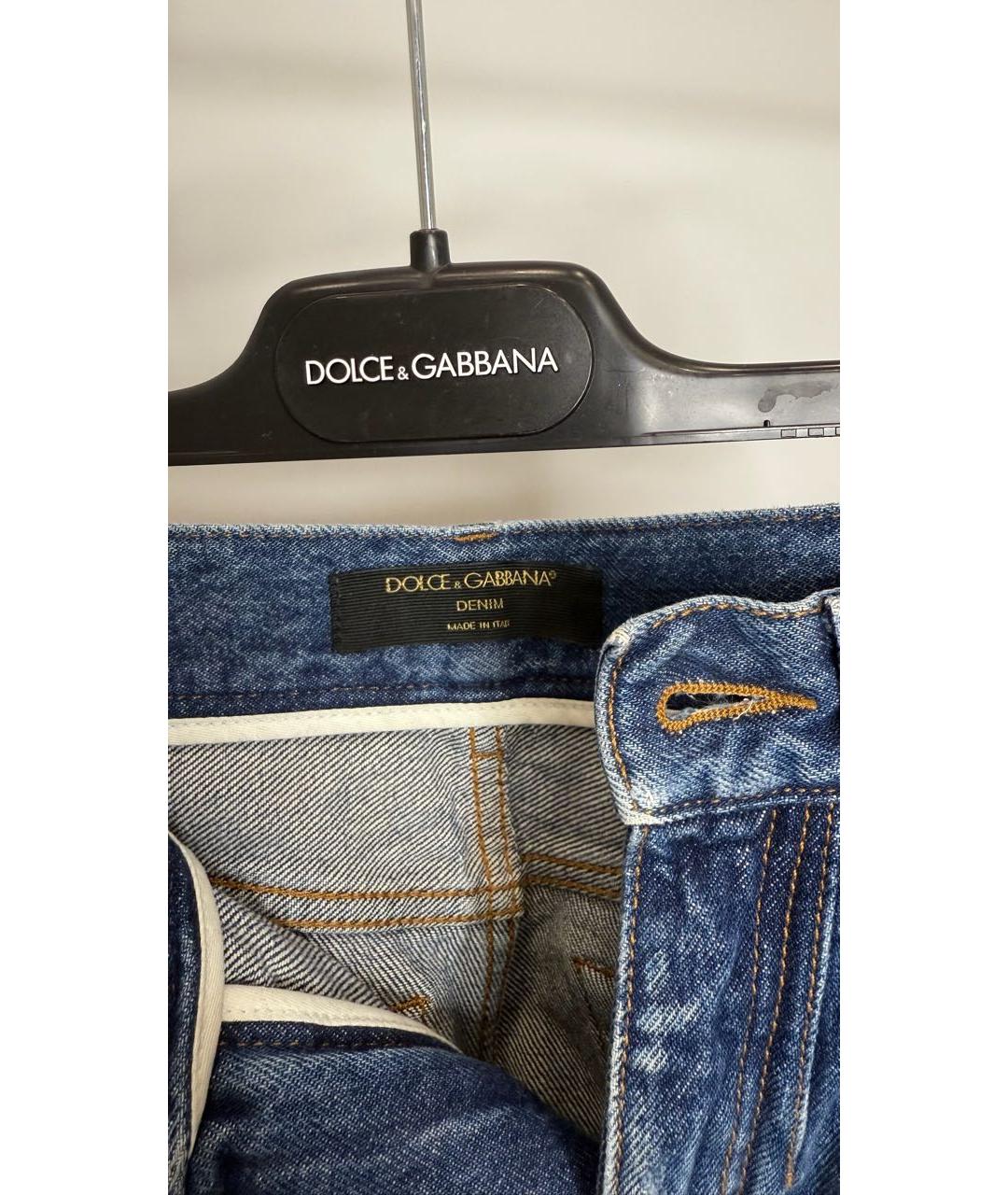 DOLCE&GABBANA Синие хлопковые джинсы клеш, фото 3