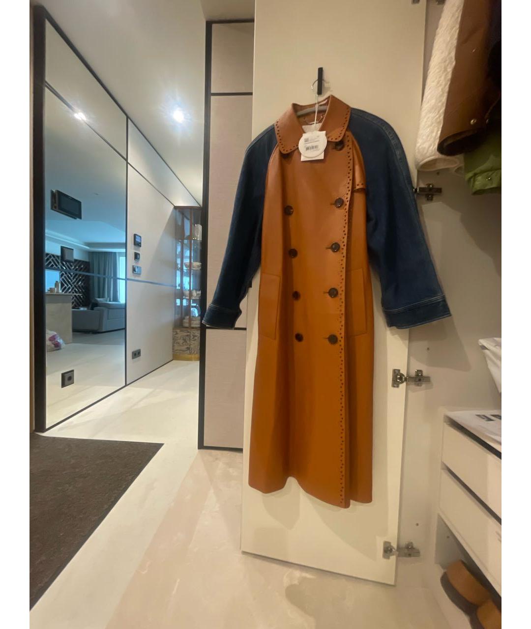 CHLOE Оранжевое кожаное пальто, фото 5