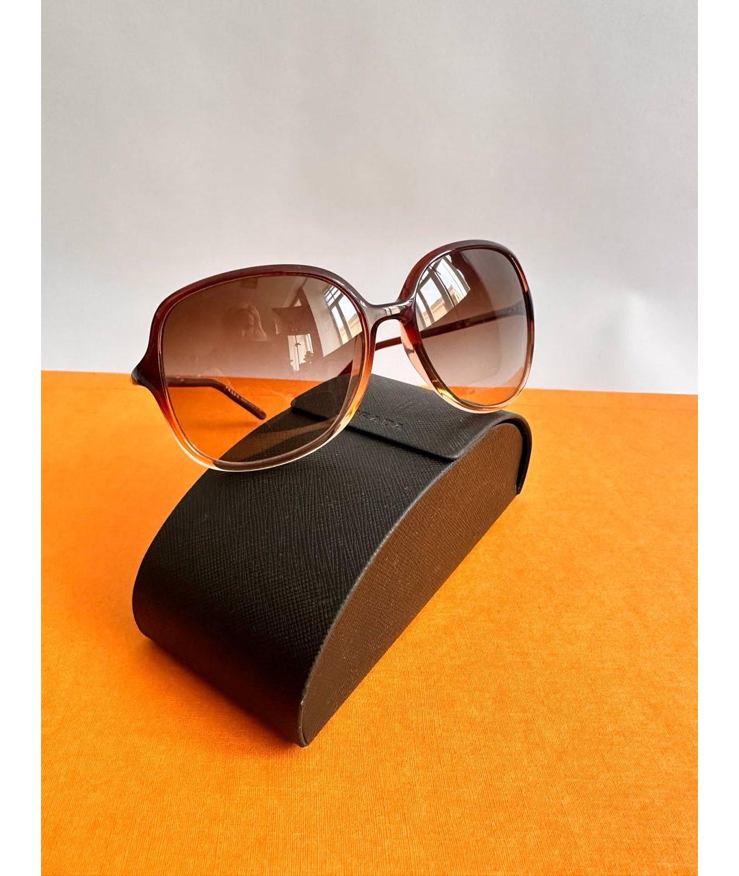 PRADA Коричневые пластиковые солнцезащитные очки, фото 7
