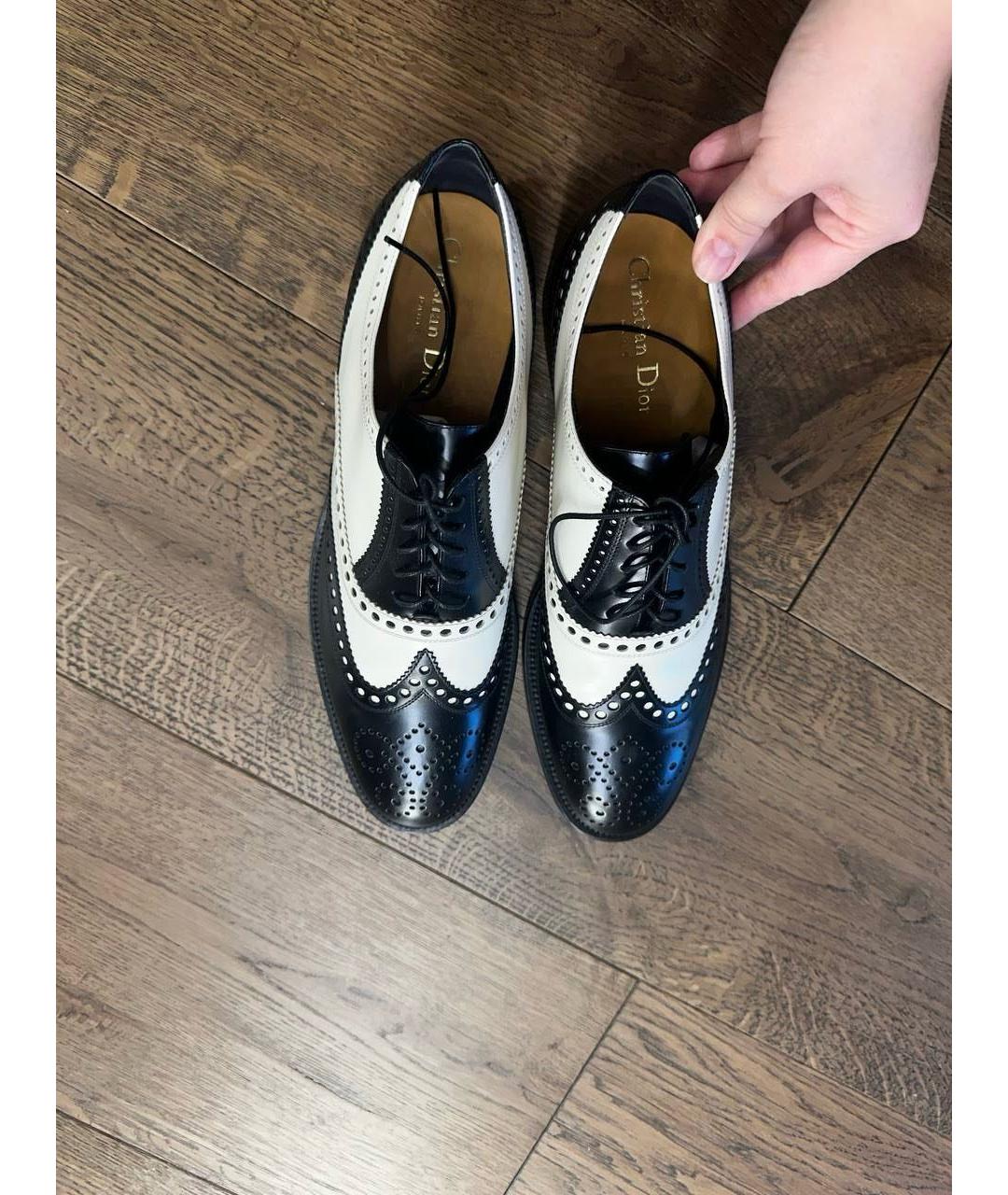 CHRISTIAN DIOR Черные кожаные брогги и оксфорды, фото 6