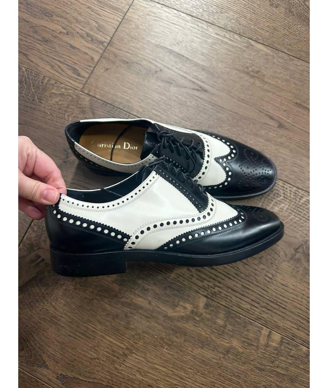CHRISTIAN DIOR Черные кожаные брогги и оксфорды, фото 7