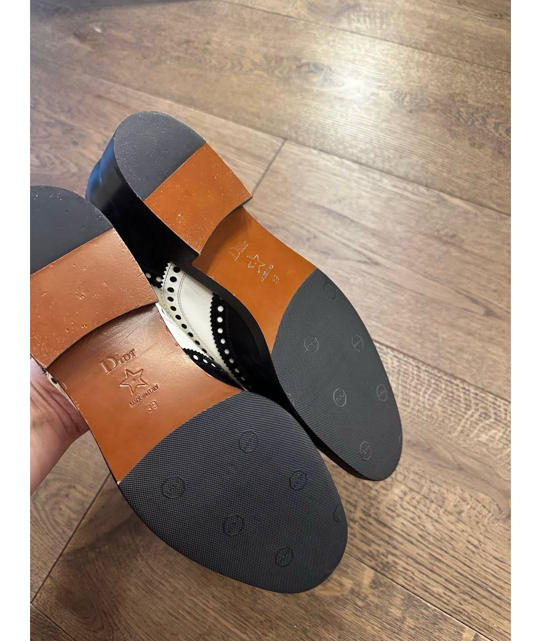 CHRISTIAN DIOR Черные кожаные брогги и оксфорды, фото 4