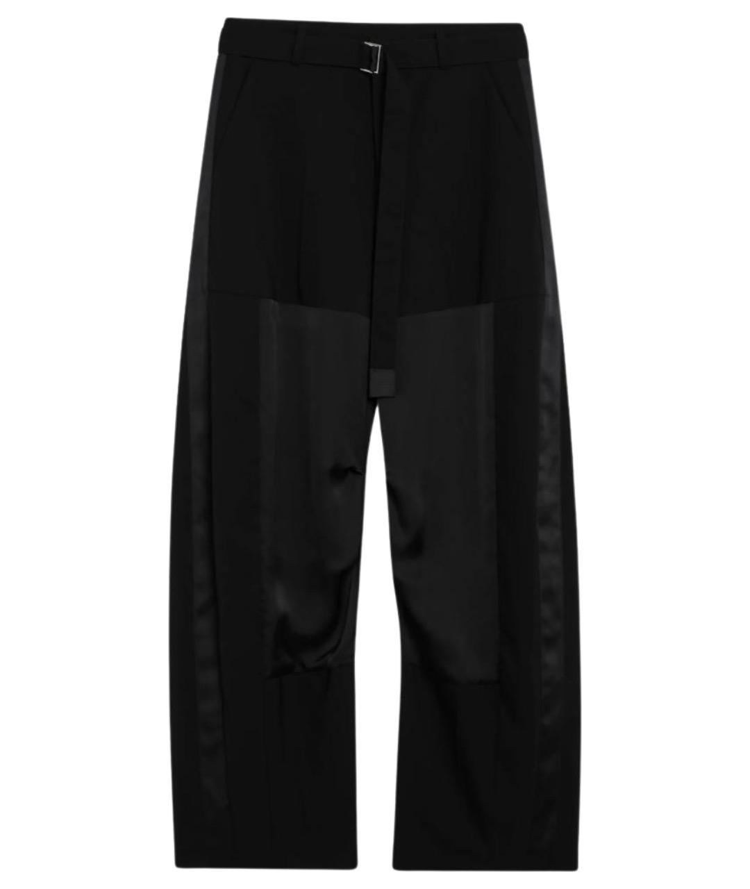 SACAI Черные шерстяные прямые брюки, фото 1