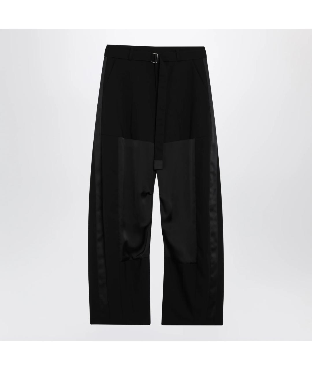 SACAI Черные шерстяные прямые брюки, фото 3