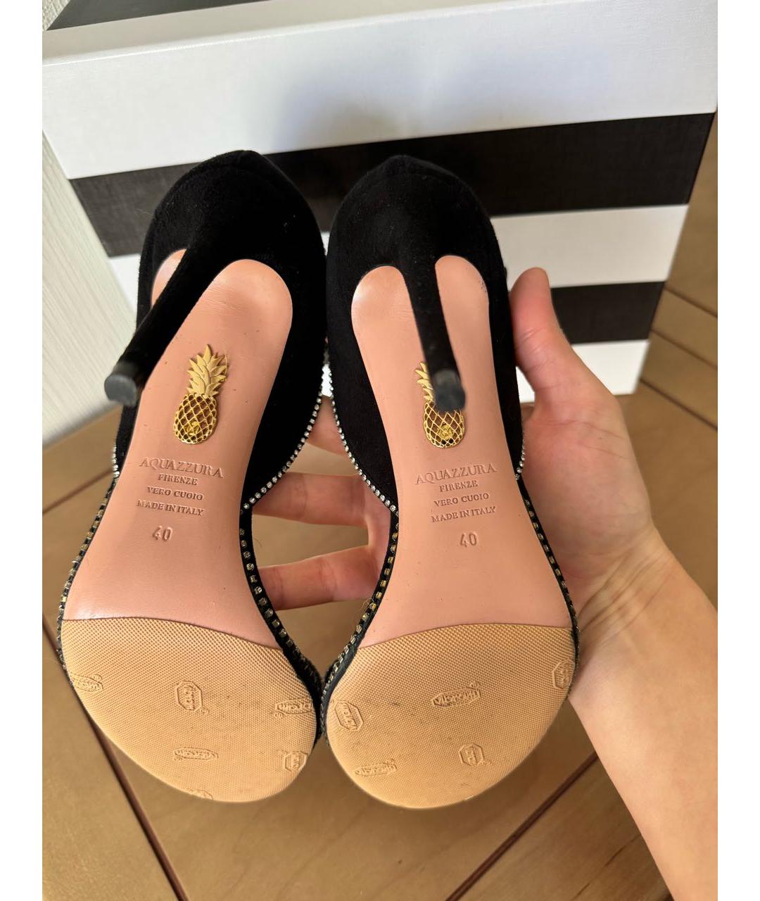 AQUAZZURA Черные замшевые босоножки, фото 7