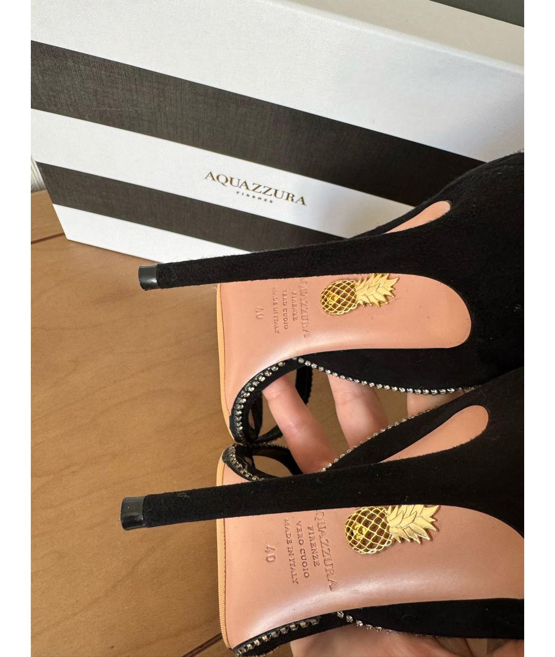 AQUAZZURA Черные замшевые босоножки, фото 8