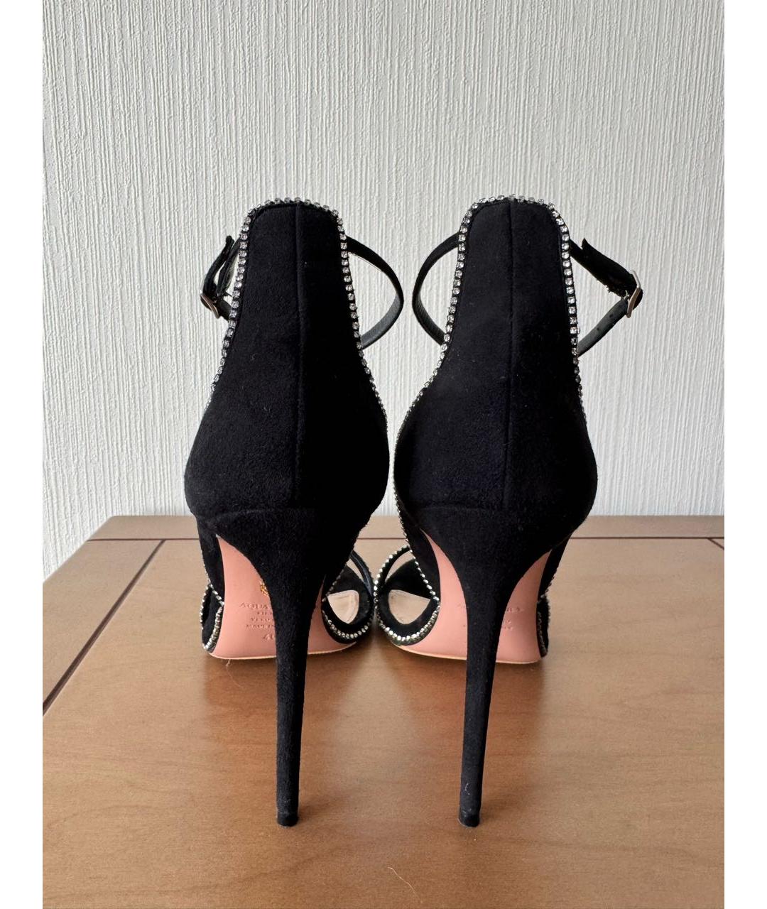 AQUAZZURA Черные замшевые босоножки, фото 4