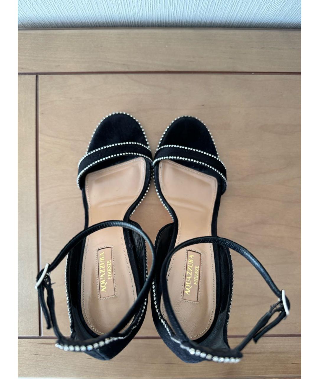 AQUAZZURA Черные замшевые босоножки, фото 3