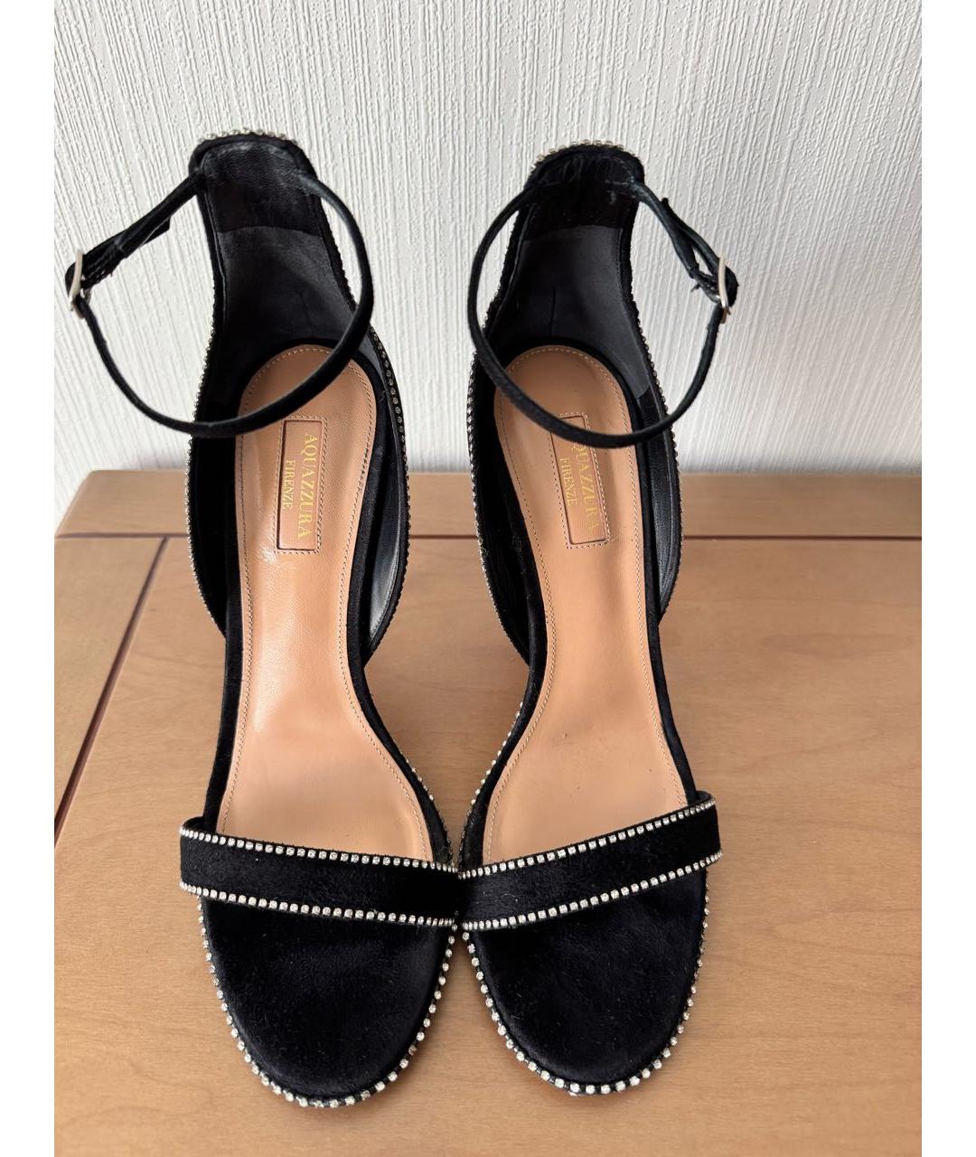 AQUAZZURA Черные замшевые босоножки, фото 2