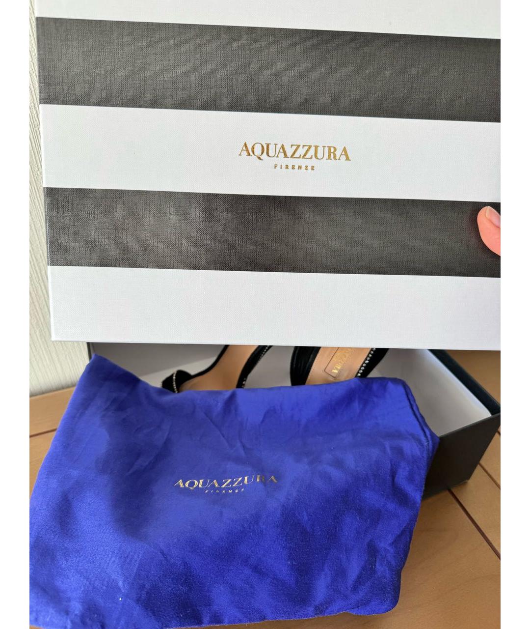 AQUAZZURA Черные замшевые босоножки, фото 6