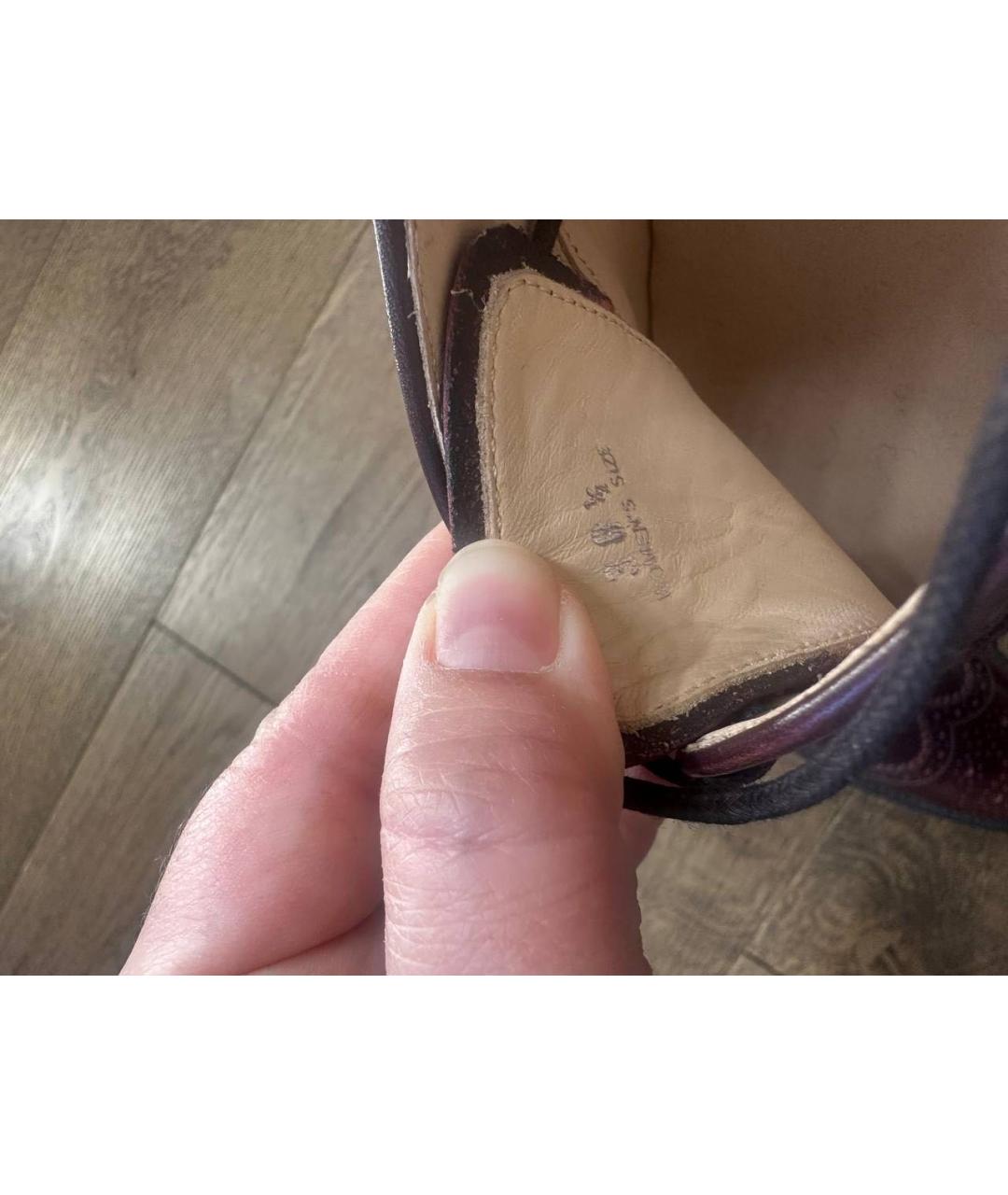 TOD'S Бордовые брогги и оксфорды из лакированной кожи, фото 5