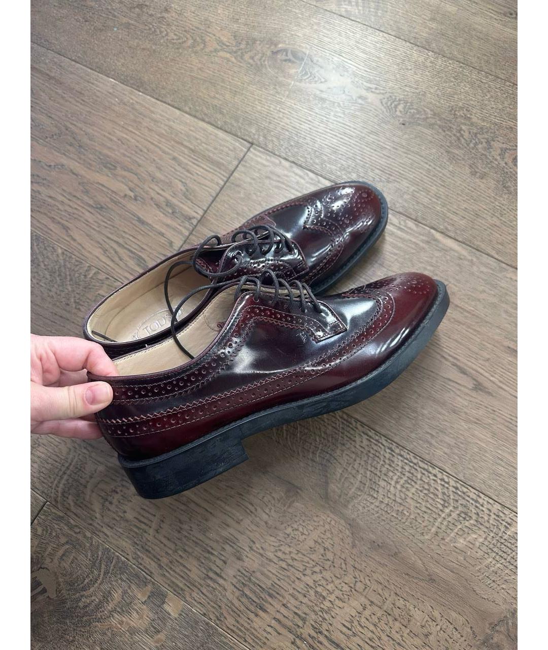 TOD'S Бордовые брогги и оксфорды из лакированной кожи, фото 2