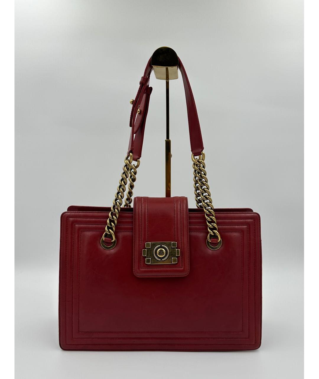 CHANEL Бордовая кожаная сумка тоут, фото 3