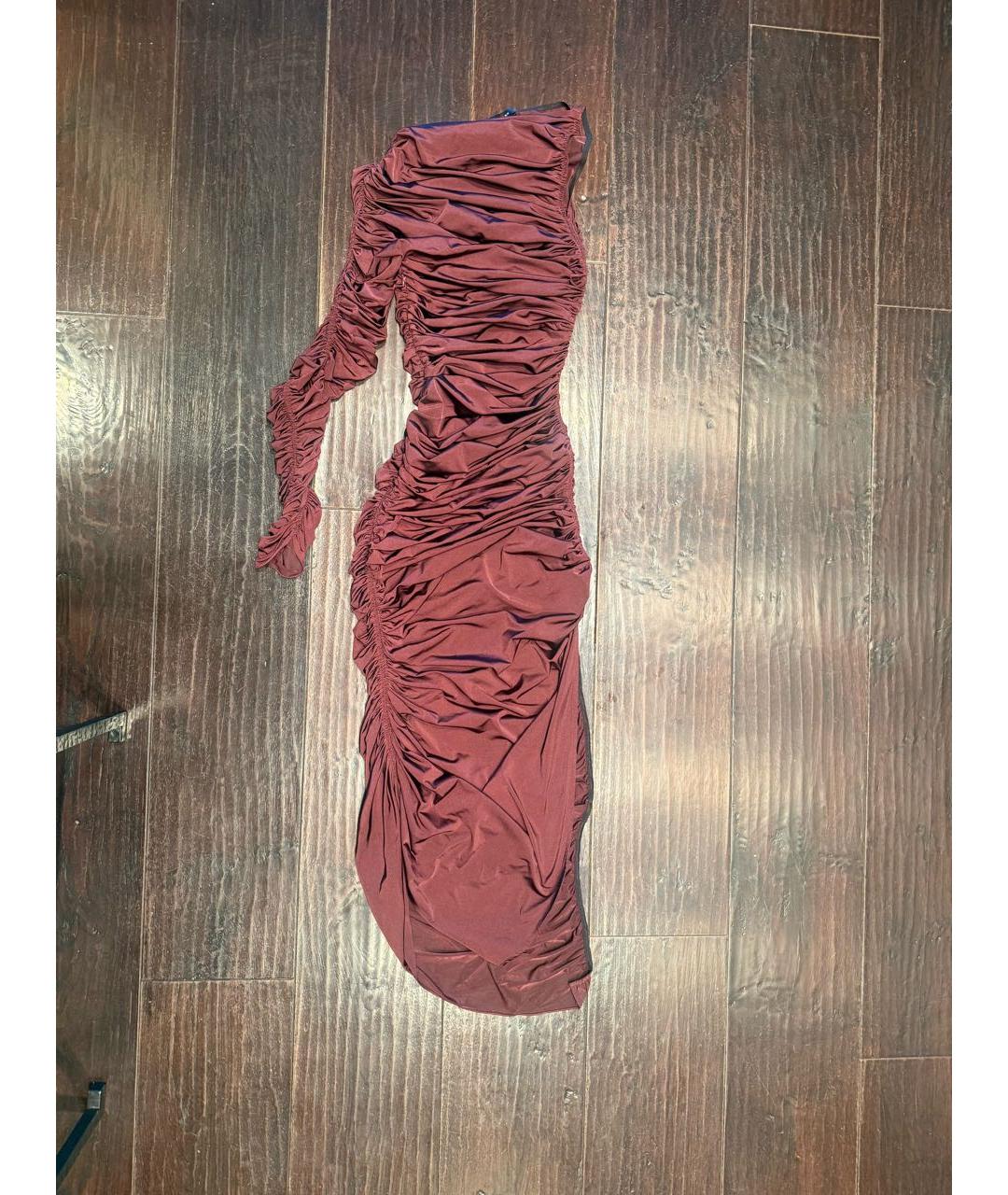 MUGLER Бордовое полиамидовое коктейльное платье, фото 5