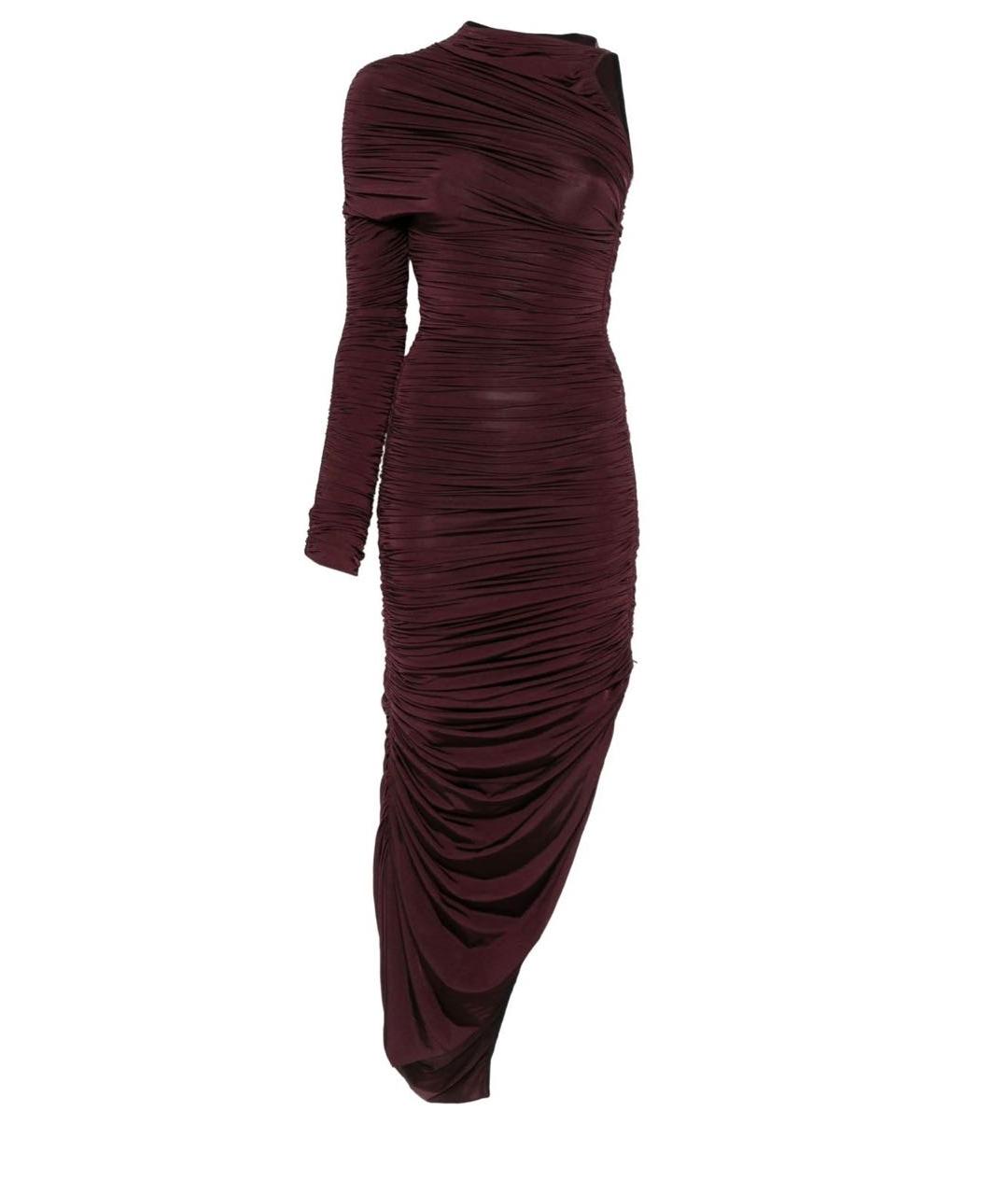 MUGLER Бордовое полиамидовое коктейльное платье, фото 3
