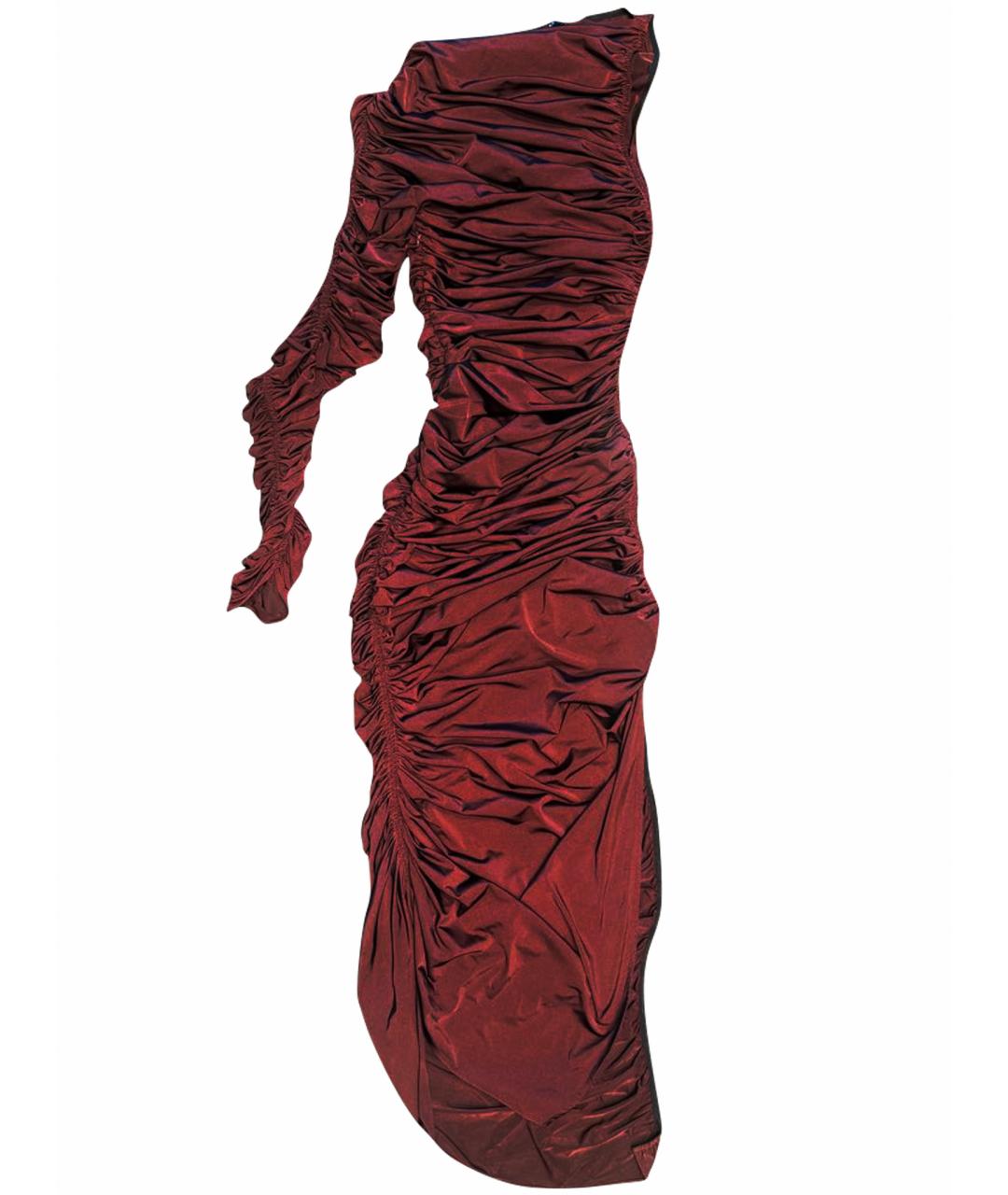 MUGLER Бордовое полиамидовое коктейльное платье, фото 1