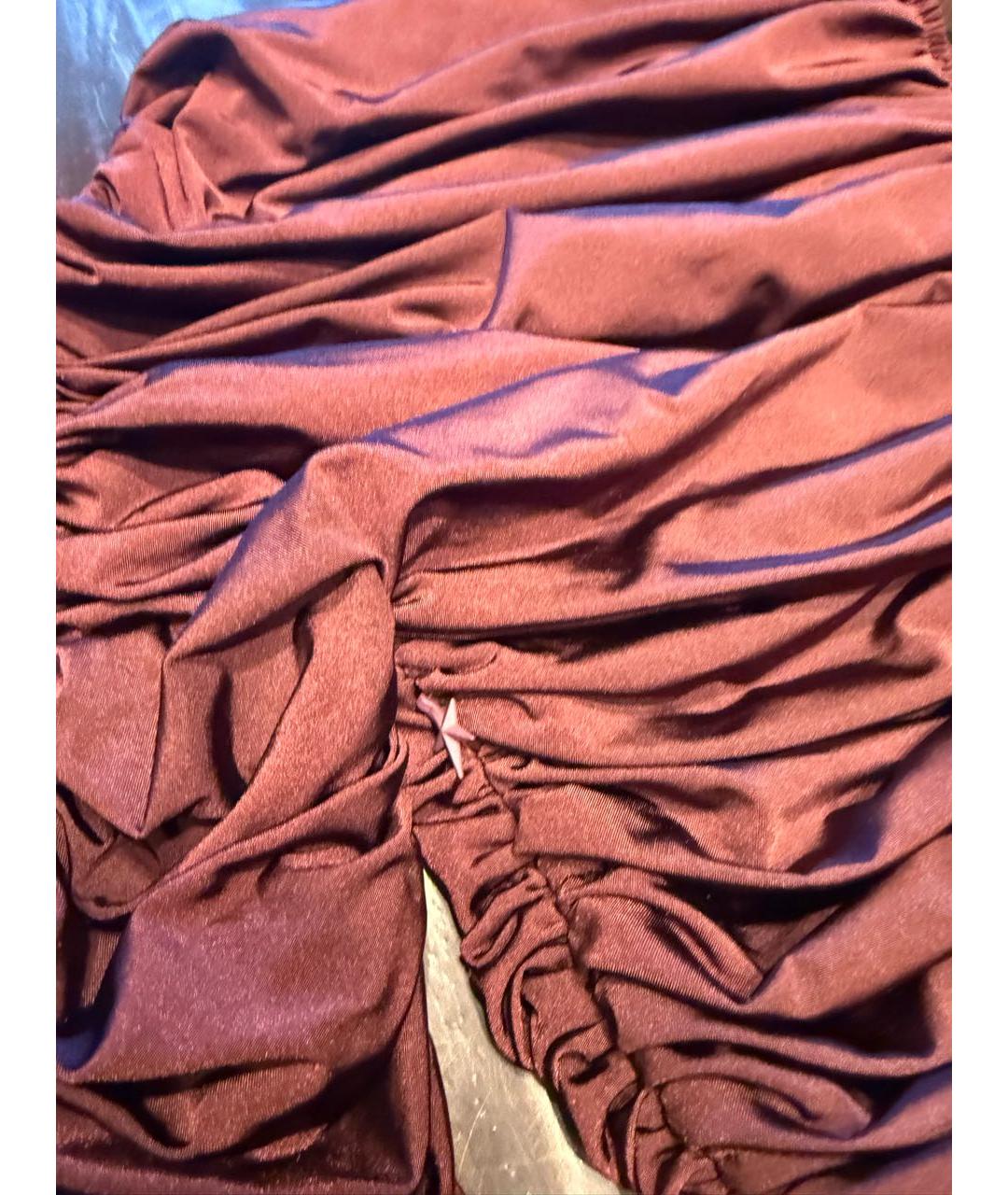 MUGLER Бордовое полиамидовое коктейльное платье, фото 2