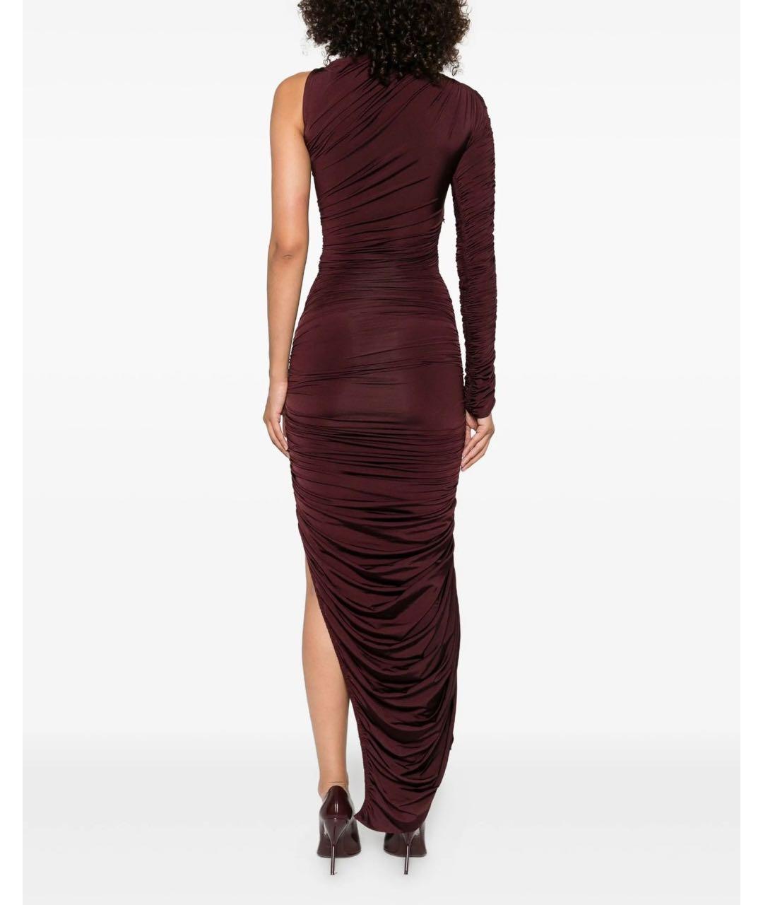 MUGLER Бордовое полиамидовое коктейльное платье, фото 4
