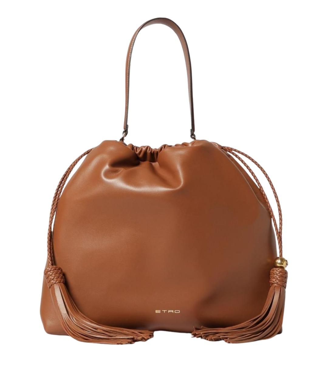 ETRO Коричневая кожаная сумка с короткими ручками, фото 1